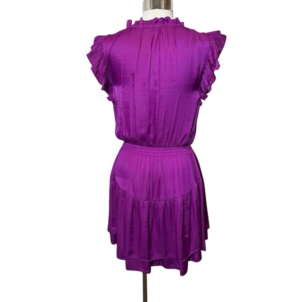 Steve Madden Prairie Dreams Mini Dress XS Satin Purple Casual Party Cocktail - Picture 3 of 11
